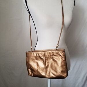 5/$25 bronze leather crossbody or clutch bag